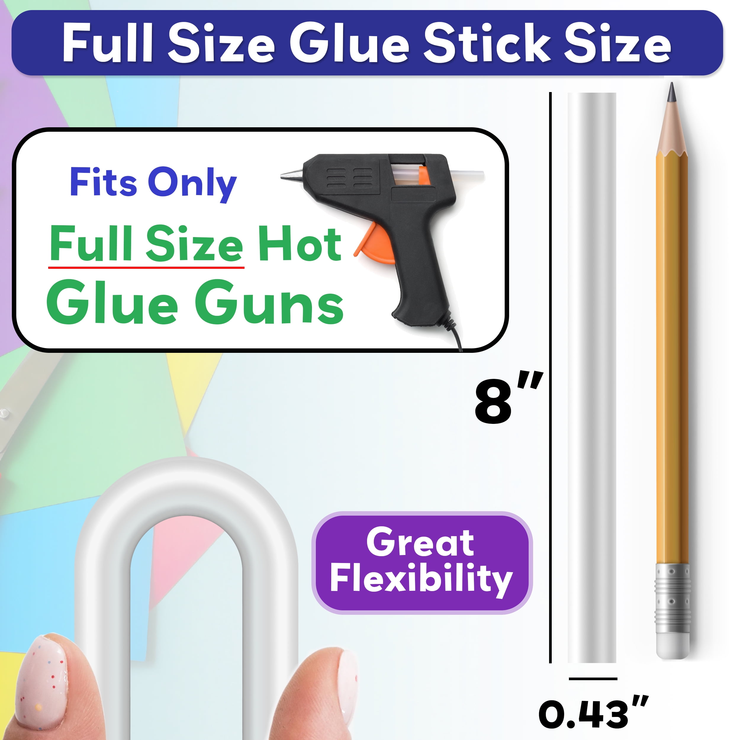 Innovative Haus Full Size Hot Glue Sticks Bulk - Fits Full Size Glue Guns, 8" x 0.43" - Hot Glue Sticks Large. Craft, Bond, Create on Wood, Metal, Glass & More - Clear Large Glue Stick- 100 Pack