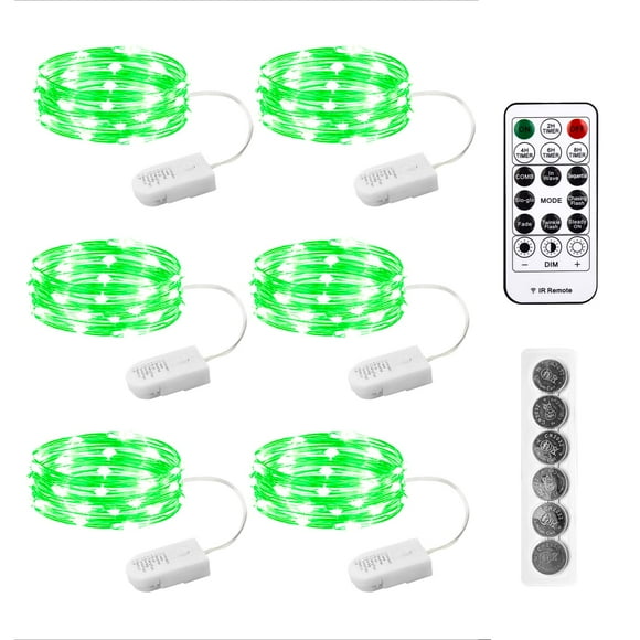 Fairy Lights SINAMER Green, funciona con baterías de 7 pies y 20 LED con control remoto