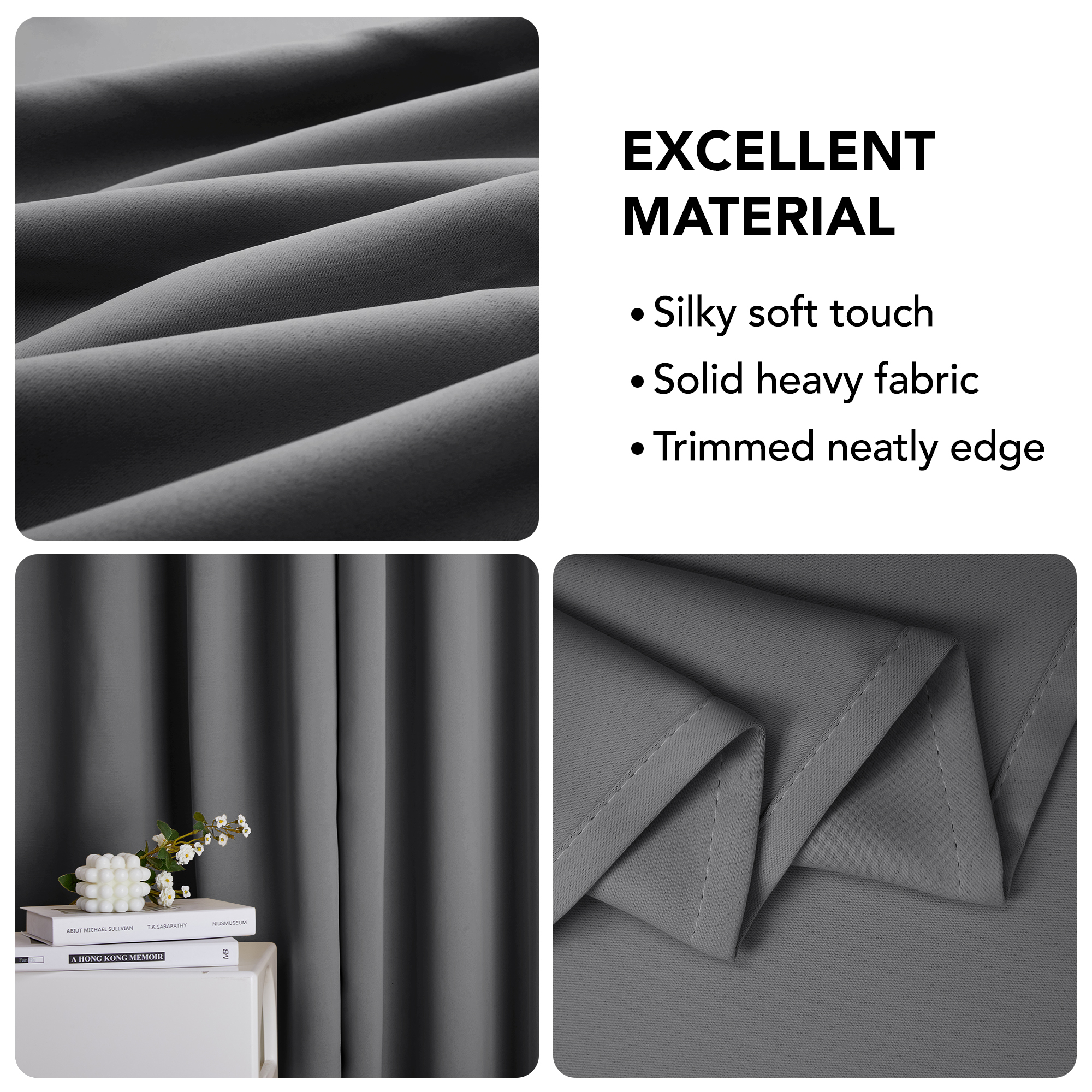 Deconovo Small Blackout Curtains, 42W x 45L, Light Gray, Set of 2 photo 4
