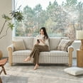thumbnail image 2 of 81" Wide Farmhouse Sofa with Roll Arms, Striped Linen Fabric for Living Room Apartment, Stripe, 2 of 6