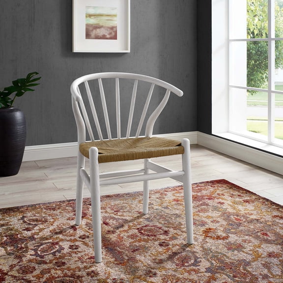 Modway Flourish Spindle Wood Dining Side Chair in White