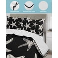 thumbnail image 4 of Quilts Twin Size Bedding Set, Black Starfish Coastal Lightweight Quilted Comforter, Nautical Summer Ocean Abstract Art Soft Reversible Bedspread Coverlet with Pillow Covers for All Season, 68" x 86", 4 of 7