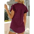 thumbnail image 5 of Encolax Womens Summer V Neck T Shirt Ruffle Short Sleeve Tunic Blouses Maroon XL, 5 of 7