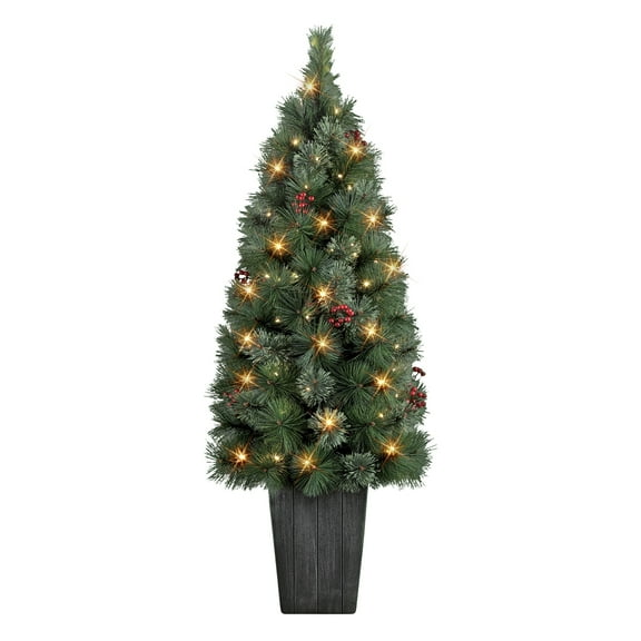 Puleo International  4 ft. Battery Operated Potted Cascade Pine Tree