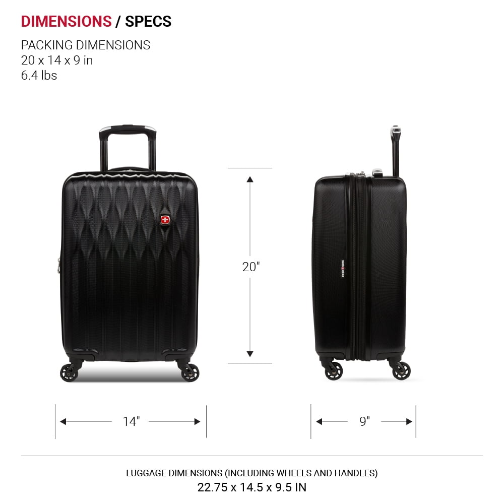 SWISSGEAR Wave Hardside Expandable Carry-on Luggage with Spinner Wheels, Black