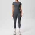 thumbnail image 5 of Afdoent Workout Sets For Women Solid Color Breathable Yoga Workout Running Gym Fitness Short Sleeve High Waisted Leggings 2 Piece Outfit Activewear, 5 of 5