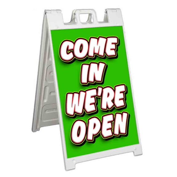 Come In We're Open (24" X 36") Standard A-Frame Signicade, Includes Decal Applied To Stand