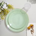 thumbnail image 5 of Balsa Circle 10 Round 8" Sage Green Glossy Disposable Salad Dinner Plastic Plates Gold Trim Party Events Decorations, 5 of 8