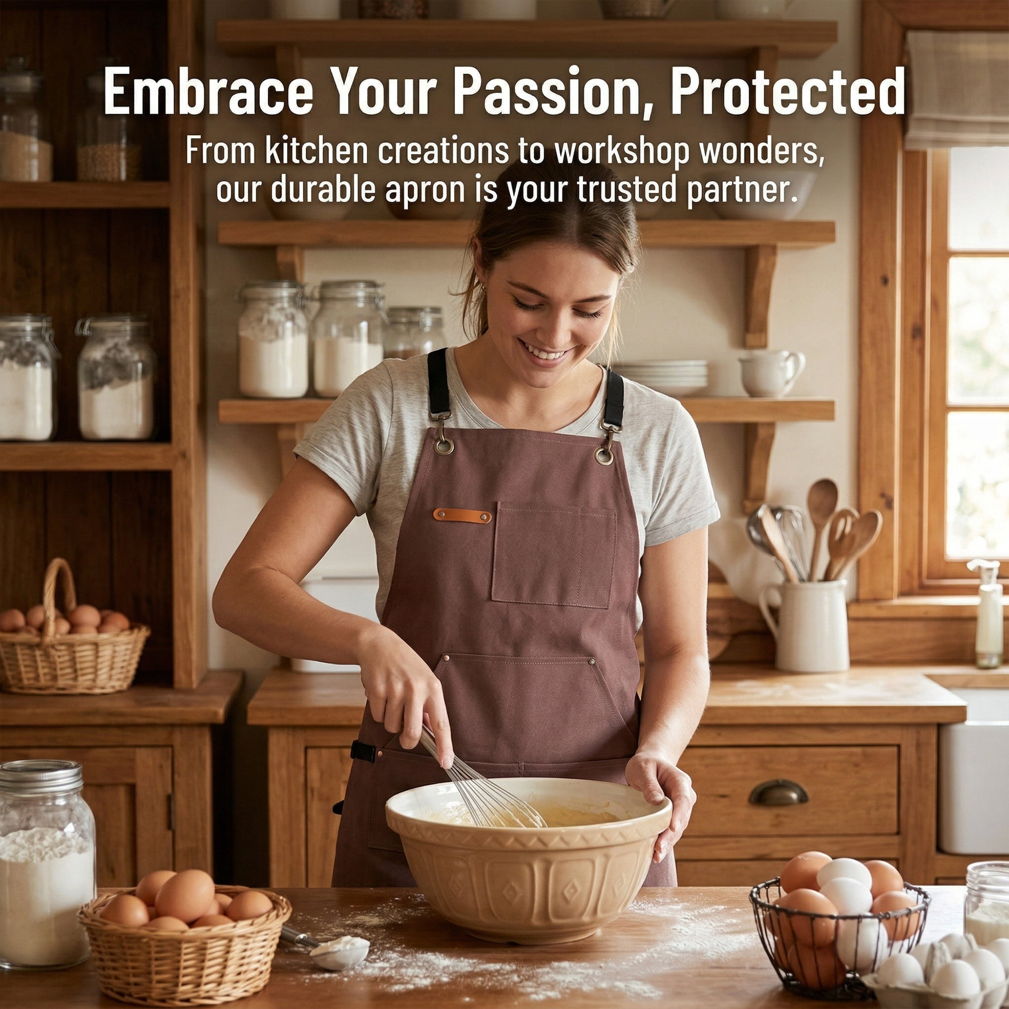 Unique Bargains Adjustable Waterproof Kitchen Apron with Pockets Durable Polyester Coffee