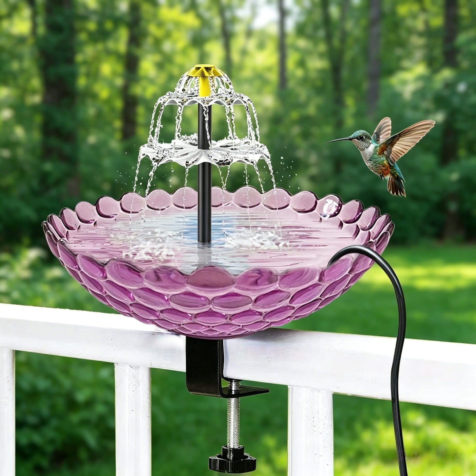 MMJ Solar Fountain Bird Bath Outdoor Garden Mini Solar Powered Bird Bath Basin for Backyard Decoration Metal