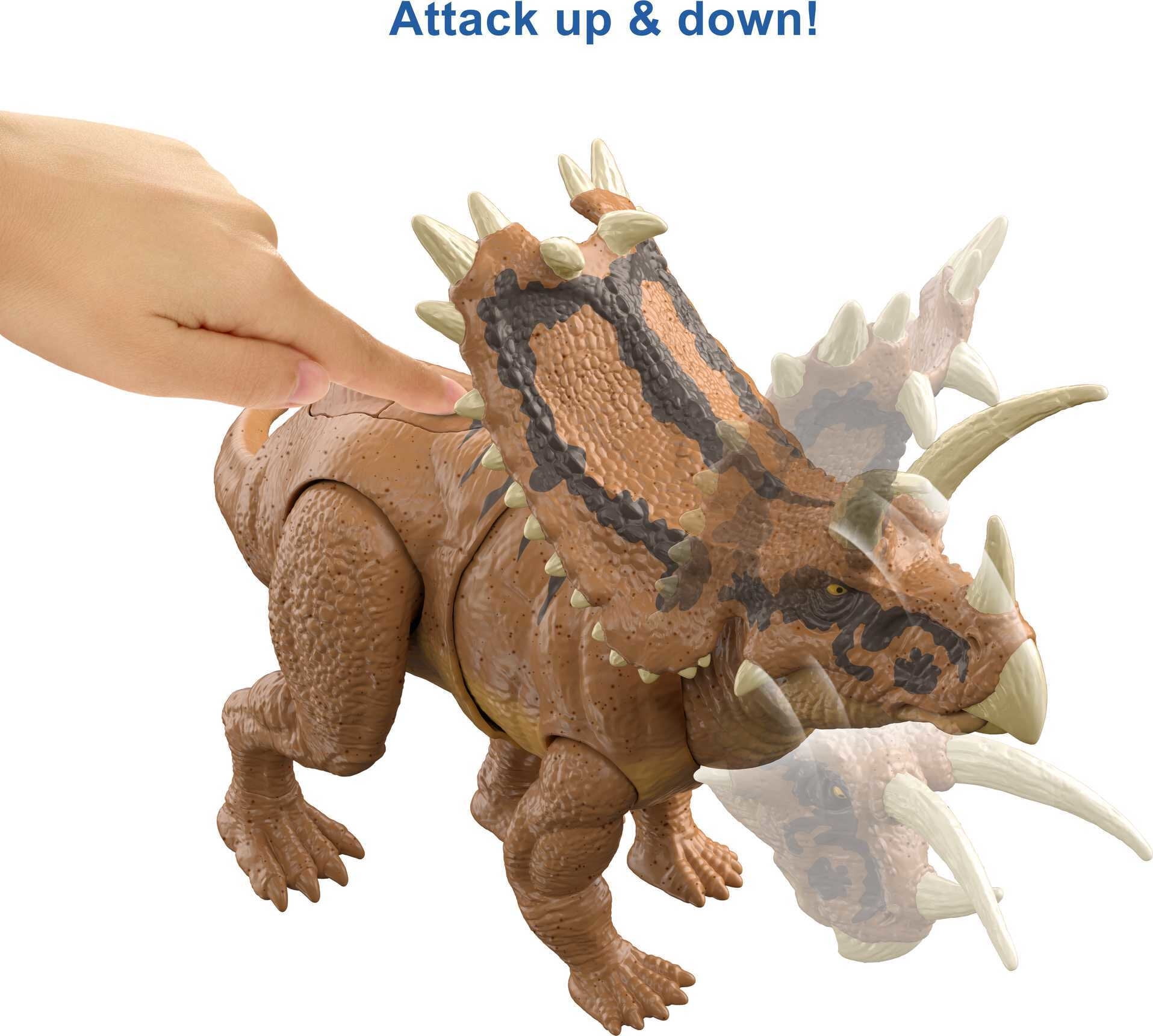 ​​Jurassic World Camp Cretaceous Mega Destroyers Pentaceratops Dinosaur Action Figure, Toy Gift with Movable Joints, Attack and Breakout Feature​