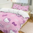 thumbnail image 6 of Hello Kitty Duvet Cover Set 3-Piece Bedding Set Soft Warm And Comfortable Soft Bed Set with 1 Duvet Cover And 2 Pillowcases for Bedroom All Season 86"x70", 6 of 7