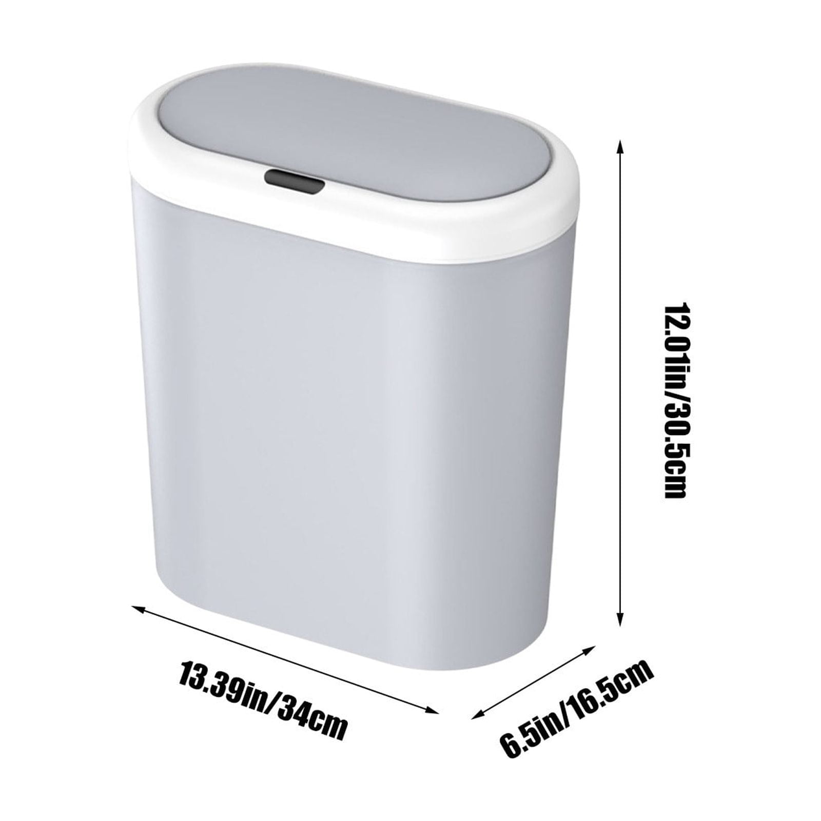 RBCKVXZ 12.5 Liter/3.3 Gallon Automatic Bathroom Trash Can, Touchless Motion Sensor Garbage Can with Lid, Smart Plastic Wastebasket for Bathroom, Office, Bedroom, Living Room, Gray