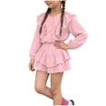 thumbnail image 2 of Amidoa Girls 2 Piece Outfits Summer Clothes Solid Color Cute T-Shirt and Casual Shorts Kids Clothing Sets Pink Size 10, 2 of 9