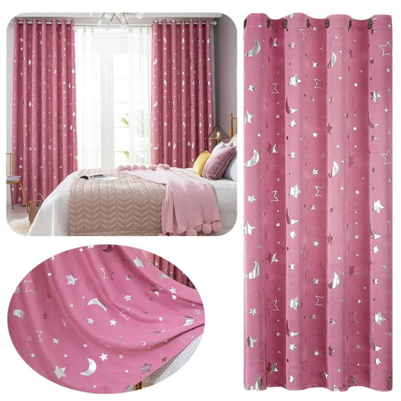 Hxoliqit Contemporary Pink Star Blackout Curtains, 130cm x 100cm,Pink Curtains For Girls Room, Kids Curtains For Girls, Girls Curtains