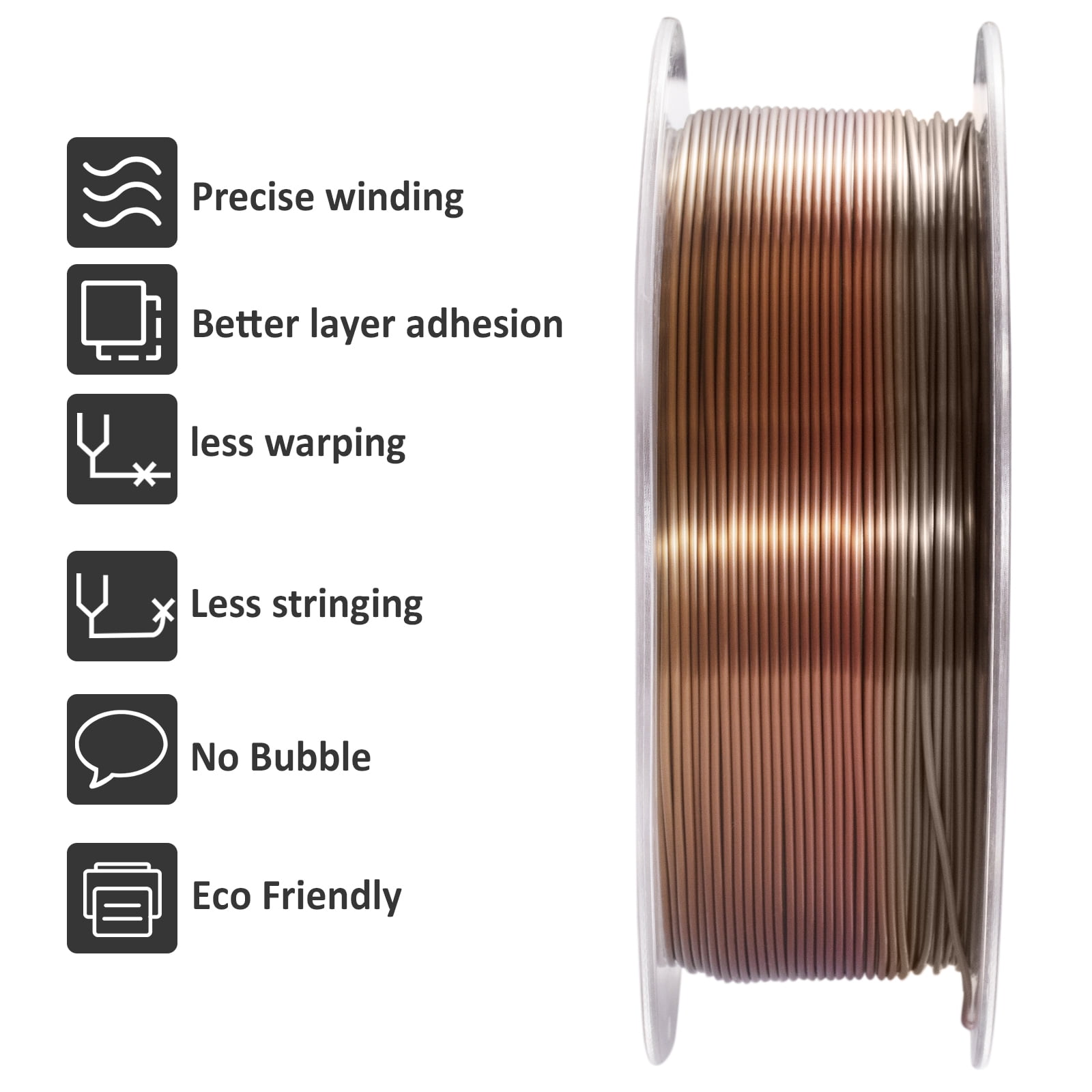 Geeetech semi-red and semi-copper 3D Printer PLA Filament 1KG Toughness Enhanced Filament with 1.75mm Dimensional Accuracy +/-0.03mm, 1080 Feet per Roll, Vacuum Packaging