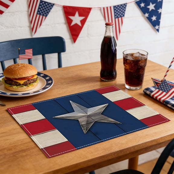 Patriotic Placemats Set of 4 Red White Blue Washable Heat Resistant for 4th of July Independence Day BBQ Party Table Decor