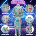 thumbnail image 3 of HNKMDK 80s 90s Men Hiphop Style Tracksuit Long Sleeved Top and Trousers Outfit Halloween Retro Disco Party Sportswear(Green,2XL), 3 of 6