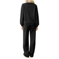 thumbnail image 5 of Bloomae Womens 2 Piece Outfits Lounge Sets Raglan Long Sleeve Crewneck Pullover Sweatshirt Drawstring Joggers Sweatpants Fashion Sweatsuit Sweat Set Trendy Spring Travel Outfits Black XXL, 5 of 6