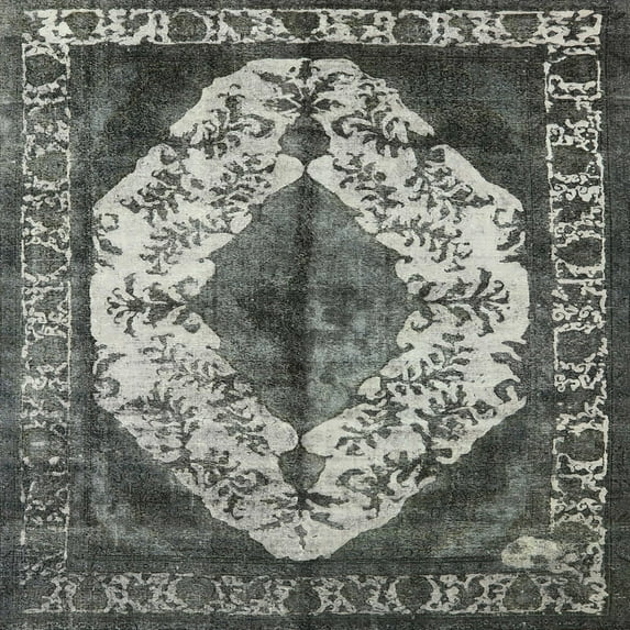 Ahgly Company Indoor Square Mid-Century Modern Charcoal Gray Oriental Area Rugs, 8' Square