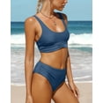 thumbnail image 3 of Charmo Women High Waisted Bikini Crop Top 2 Piece Bathing Suit Sports Swimsuit, 3 of 6
