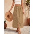 thumbnail image 5 of Women'S Slit Split Long Skirts High Waisted Summer Maxi Skirts Beige M, 5 of 9