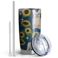 thumbnail image 2 of 20 Oz French Bulldog Sunflowers Floral Coffee Tumbler Double Wall Insulated Stainless Steel Water Bottle | Metal Reusable Thermoses Flask with Cup Cap | Leak & Sweat Proof with Anti-Dust Lid, 2 of 7