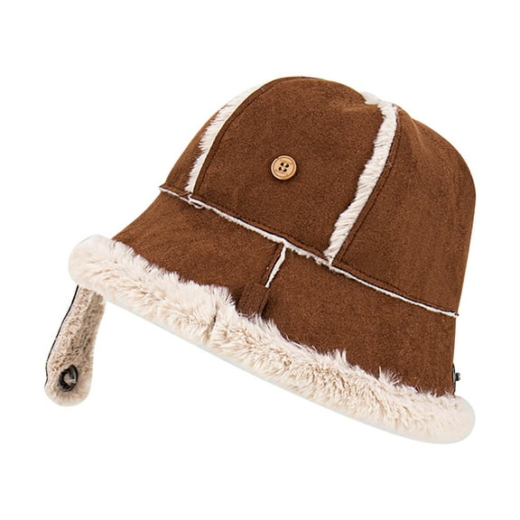 Dyfzdhu Women Warm Autumn Winter Fluff Big Head Inclining Bag Bucket Hat
