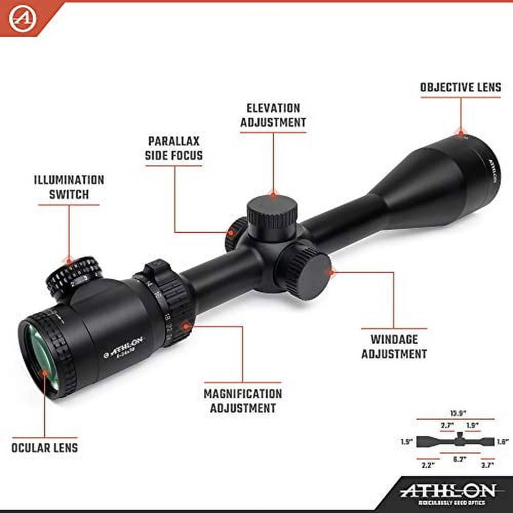 Athlon Optics Talos Riflescope, 6-24 x 50, SFP, 1in Tube, Illuminated BDC 600 Re