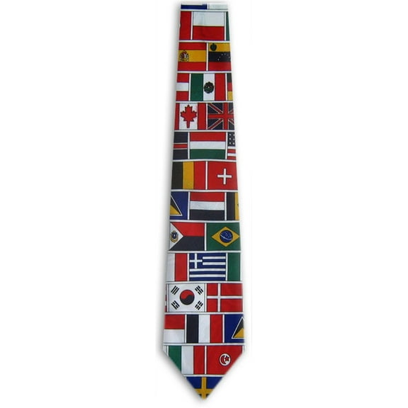 BuyYourTies - Mens World Flags Tie Green Red Blue White