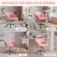 thumbnail image 5 of OWNEN Cute Petal Desk Chair Home Office Chair Swivel Upholstered Leather Desk Chair Makeup Vanity Chair with Armrests for Bedroom Modern Computer Rolling Chair for Women Simple Pink,Faux Leather, 5 of 9