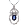 thumbnail image 1 of 14k White Gold Sapphire and Diamond Open Pendant with 18" Chain, 1 of 3