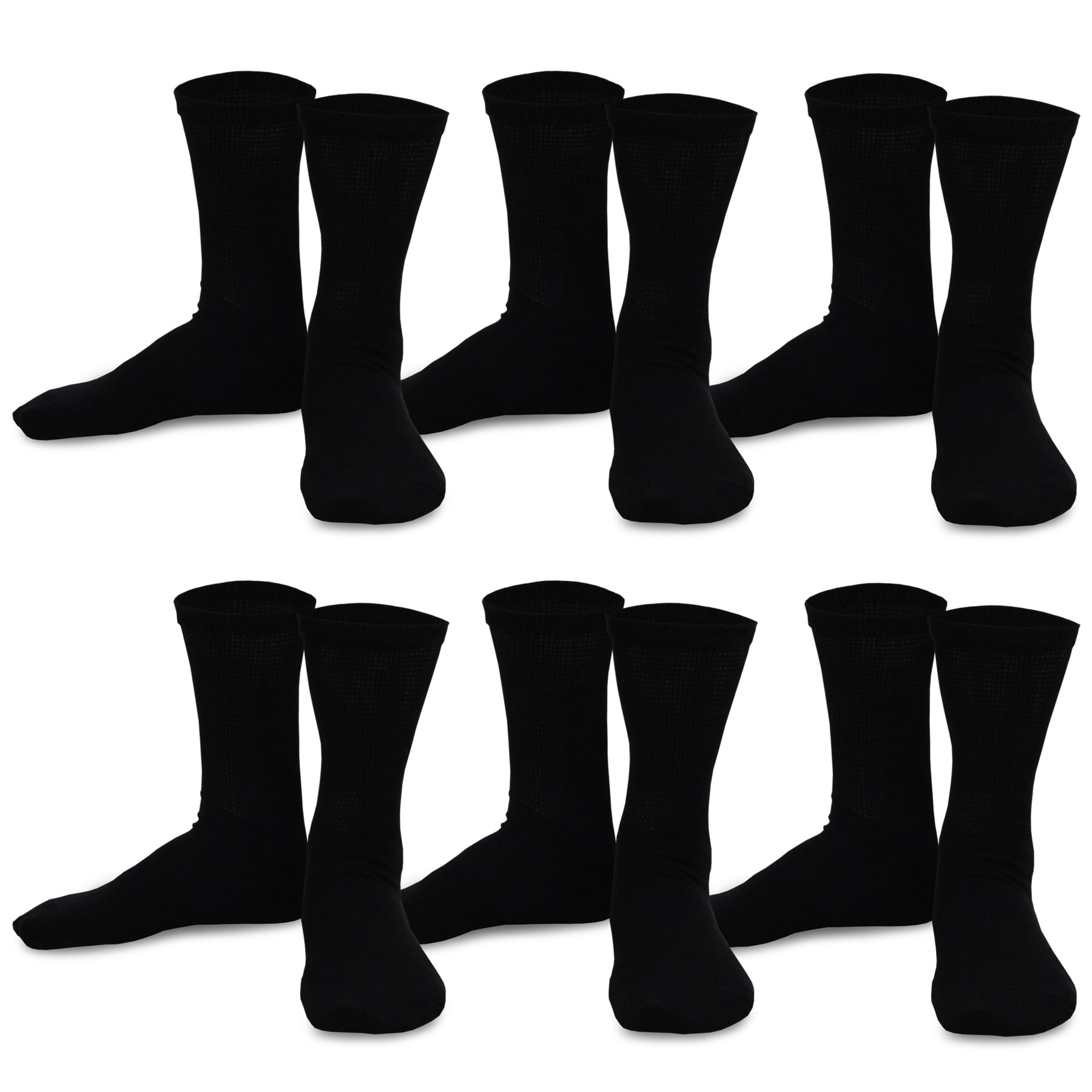 TeeHee Viscose from Bamboo Diabetic Sports Cushion Crew Socks 6-Pack