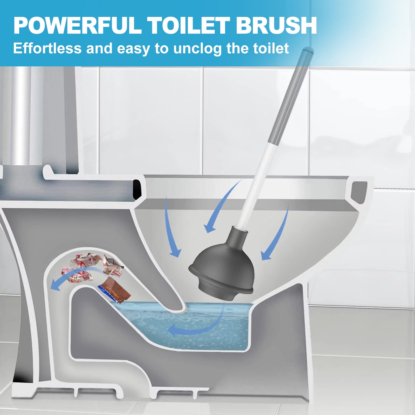 AVOXEZOR Toilet Brush and Plunger Set, Toilet Plungers for Bathroom Heavy Duty Toilet Bowl Brush and Holder Hidden Toilet Plunger and Brush Set for Deeply Cleaning
