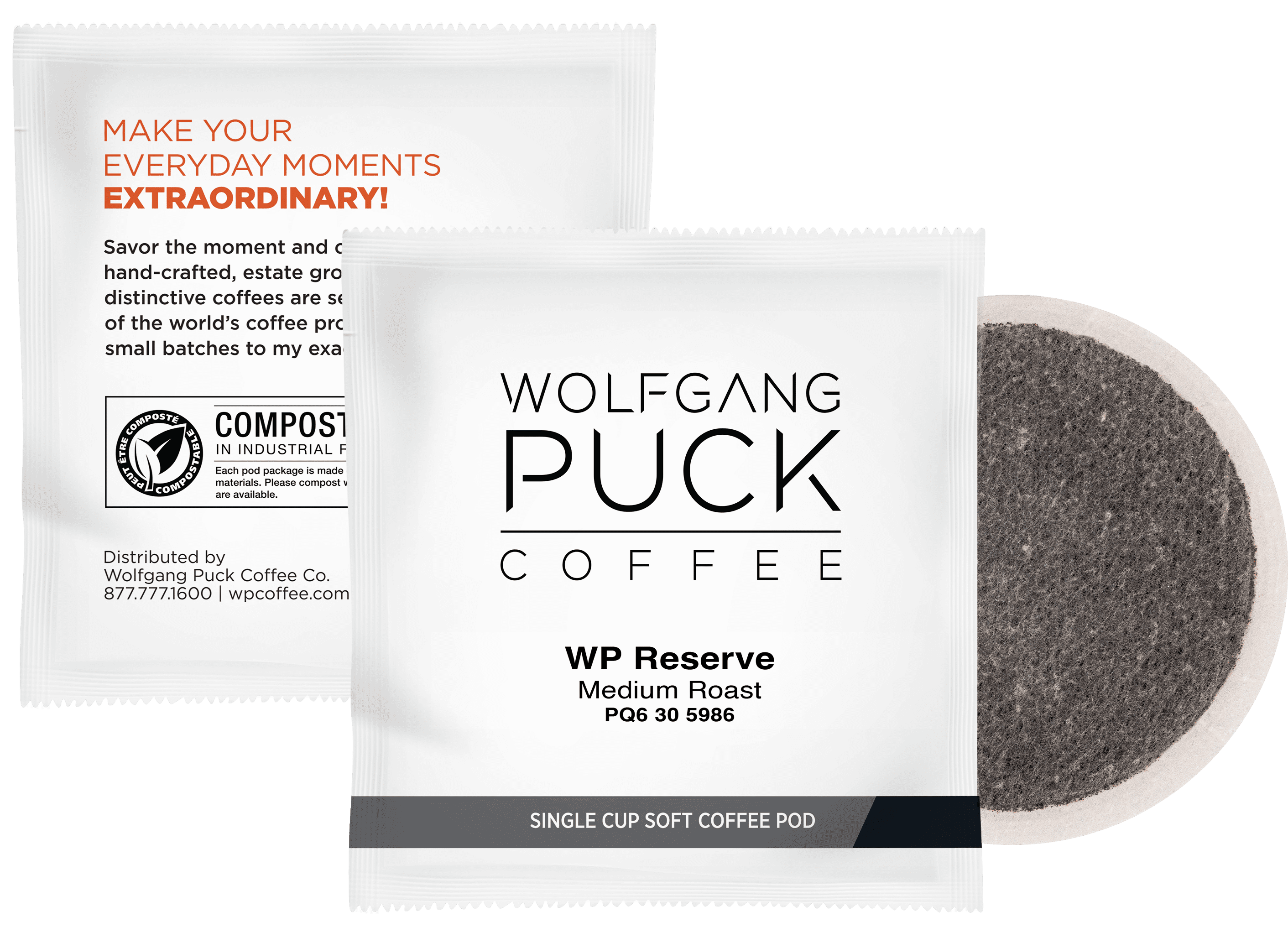 Wolfgang Puck Coffee Soft Pods, Chef's Reserve, Medium Roast, 18 count (pack of 3)