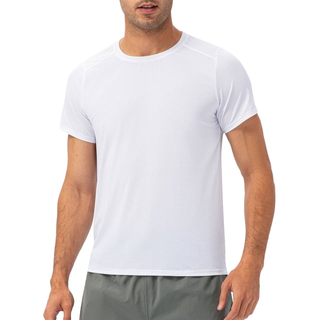 Camiseta de manga corta deportiva para hombre, camisetas deportivas de cuello redondo para correr Abanopi Blanco/2XL