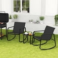 thumbnail image 2 of Gymax 3 Piece Rocking Bistro Set Patio Furniture Set w/ 2 Rocking Chairs & Glass-Top Coffee Table, 2 of 10