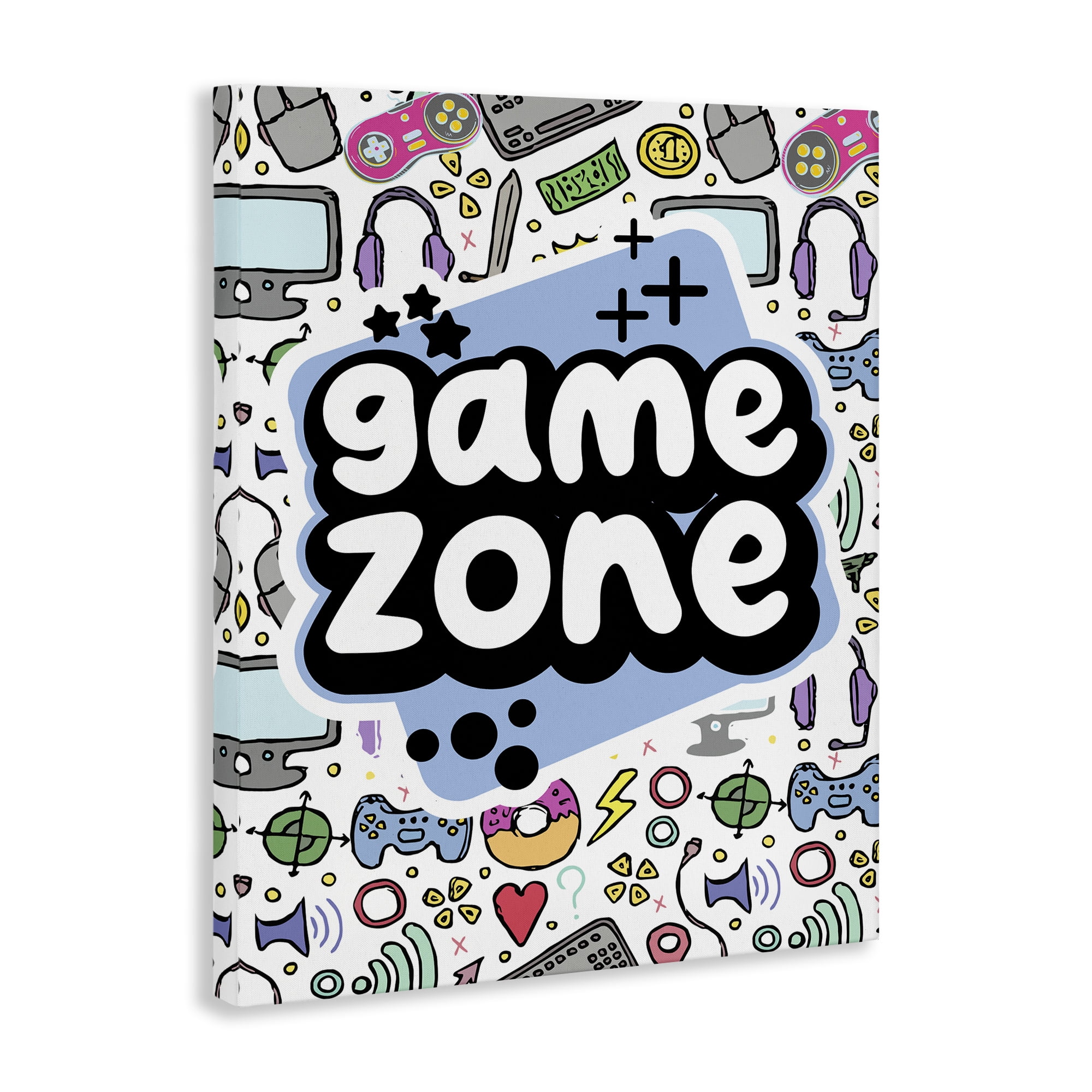 Stupell Industries Blue Game Zone Entertainment Painting Wrapped Canvas Art Print Wall Art, 24 x 30