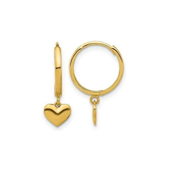 Gem & Harmony 14K Yellow Gold Heart Huggie Hoop Polished Earrings for Women