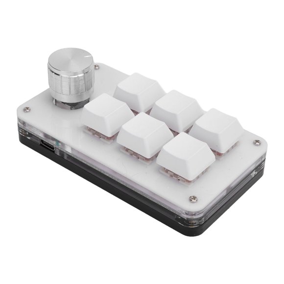 6 Keys One Handed USB PC Keypad, Mini Macro Mechanical Gaming Keyboard Various Customizations with RGB for Office Work