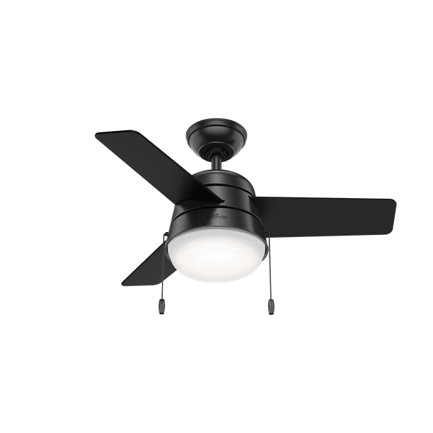 Hunter 36 Aker Matte Black Ceiling Fan, Matte Black Ceiling Fan With Light