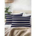 thumbnail image 3 of Outdoor Pillows Waterproof, Navy Blue Striped Bedding Throw Pillows with Insert for Couch Sofa Bed, Farmhouse Country Minimalist Stripes 12x20 Inch Pillowcases Decorative Patio Pillow Set of 1, 3 of 8