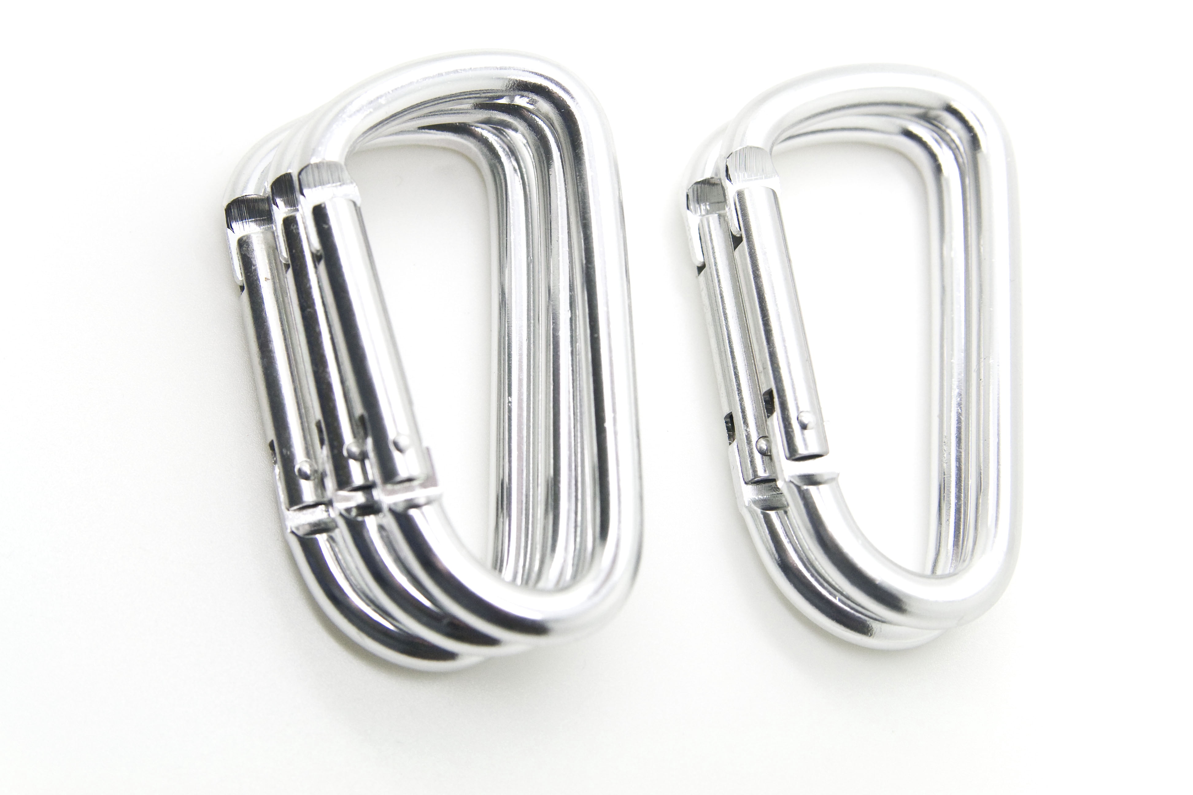 Pack 50 pcs - 3 inch Silver Aluminum Carabiner D Shape Buckle Pack, Keychain Clip, Spring Snap Key Chain Clip Hook Buckle