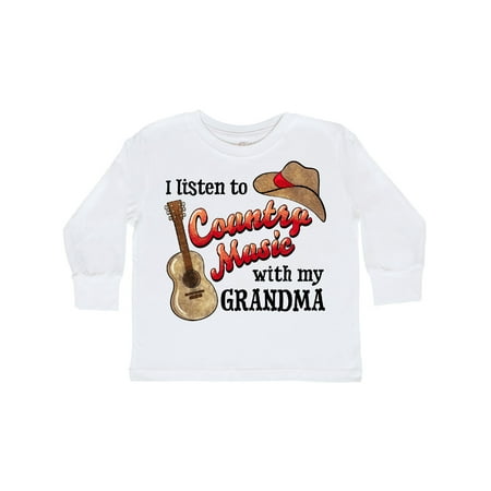 

Inktastic I Listen to Country Music with my Grandma Guitar and Hat Gift Toddler Boy or Toddler Girl Long Sleeve T-Shirt