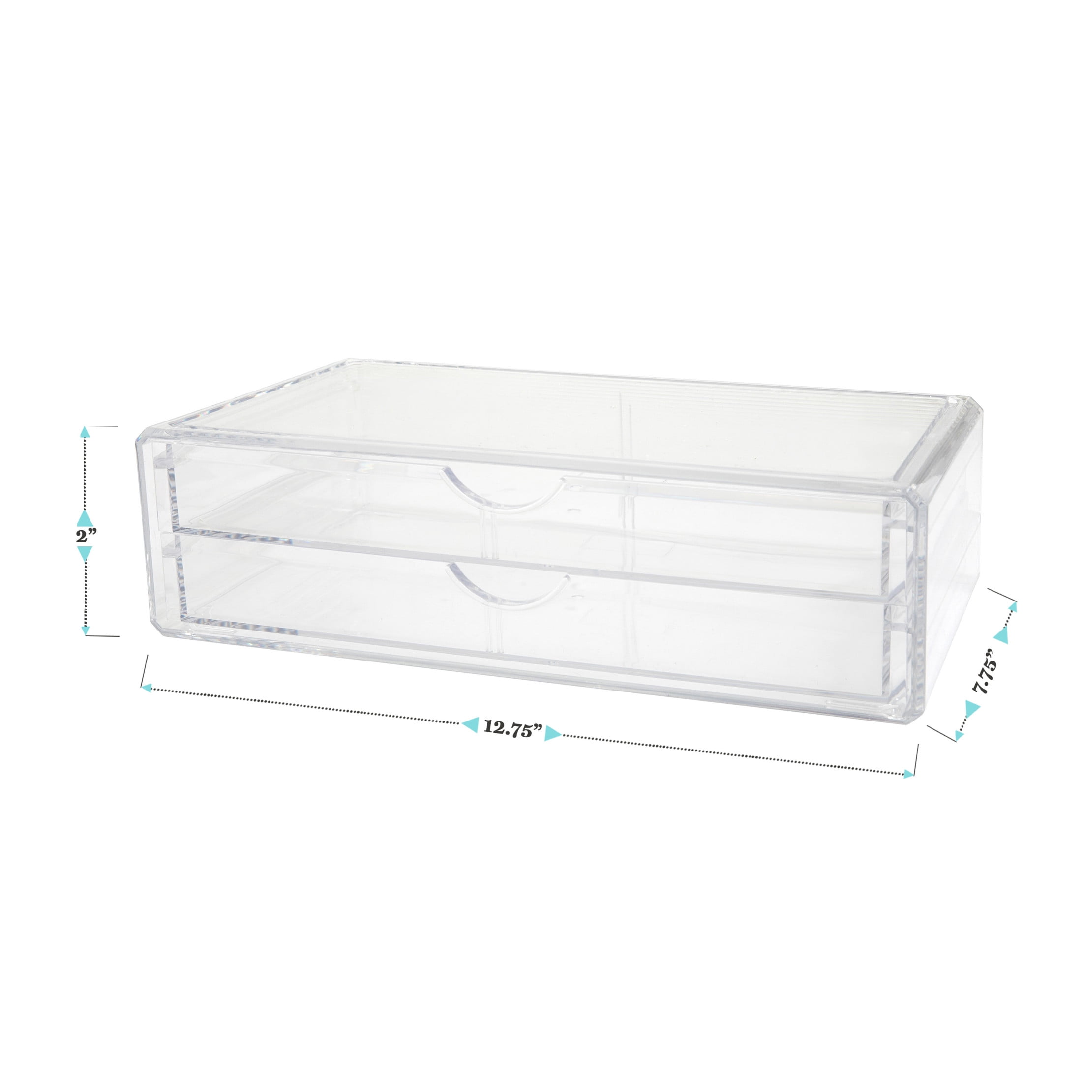 Martha Stewart Brody Plastic Stackable Office Desktop Organizer Box with 2 Drawers, 12.75" x 7.75"