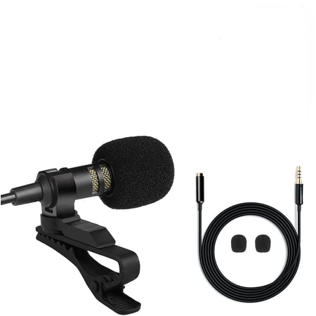 Professional Grade Lavalier Clip On Microphone - Lav Mic for Camera Phone iPhone Video Recording ASMR - Small Noise Cancelling 3.5mm Tiny Shirt Microphone with Easy Clip On System