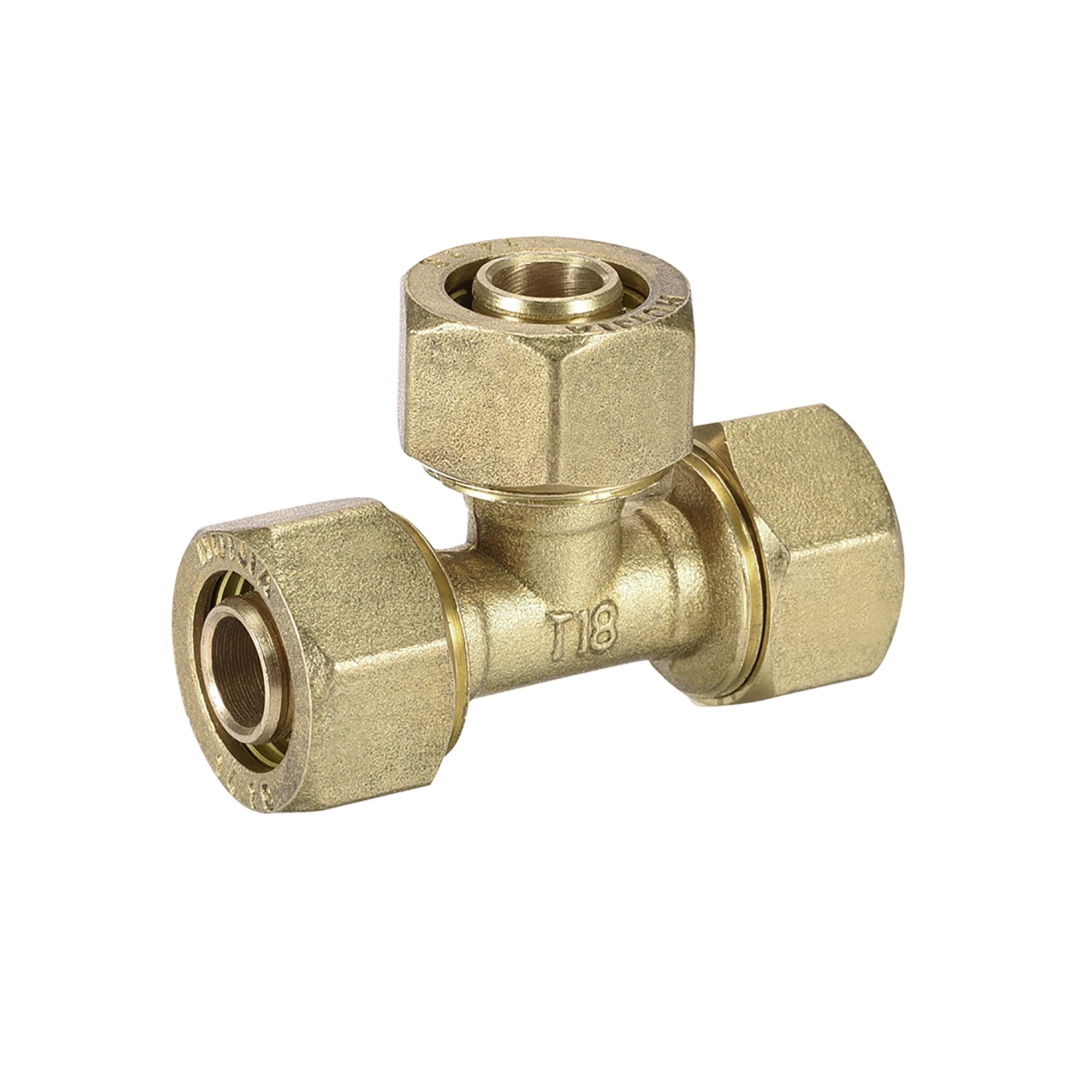 Brass Compression Tube Fitting,Tee 14mm Tube ID Flared Fitting