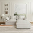 thumbnail image 1 of The Magic Home Cloud Modular L-Shaped Linen Sectional Sofa with Ottoman, White, 1 of 12