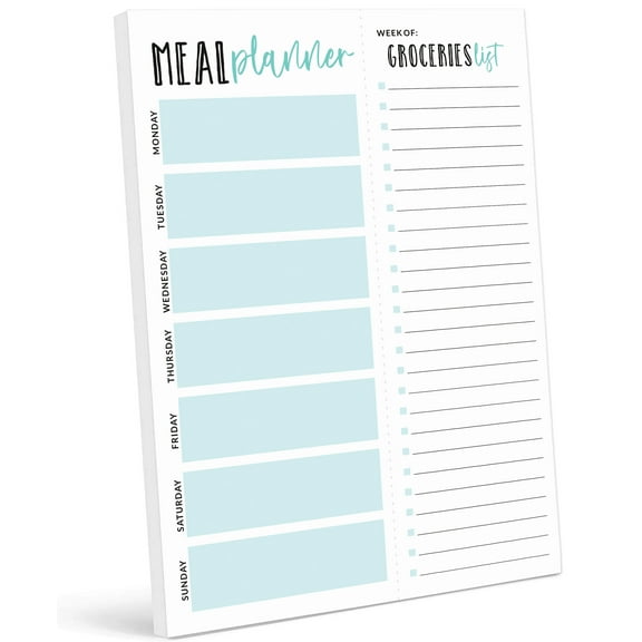 Inkdotpot Weekly Meal Planner Notepad 7"x10 , "Meal Planner" Magnetic Meal Planning Pad with Tear Off Grocery Shopping List for Fridge- Kitchen & Home - 54 Sheets -JJ