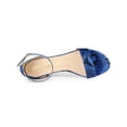 thumbnail image 4 of BLISSFUL STEP Women's Snake Printed Block Heel Ankle Strap Sandals Blue Snake 10, 4 of 7